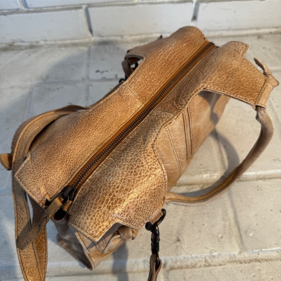 RPS Rock Paper Scissors Tan 100% Leather Hobo Crossbody Shoulder Purse Anthro - Picture 8 of 16